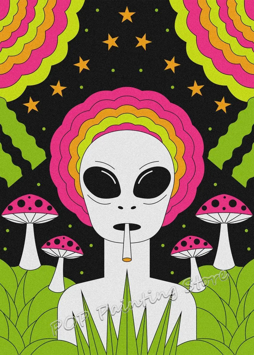 Fantasy Alien Psychedelic Art Funny Poster