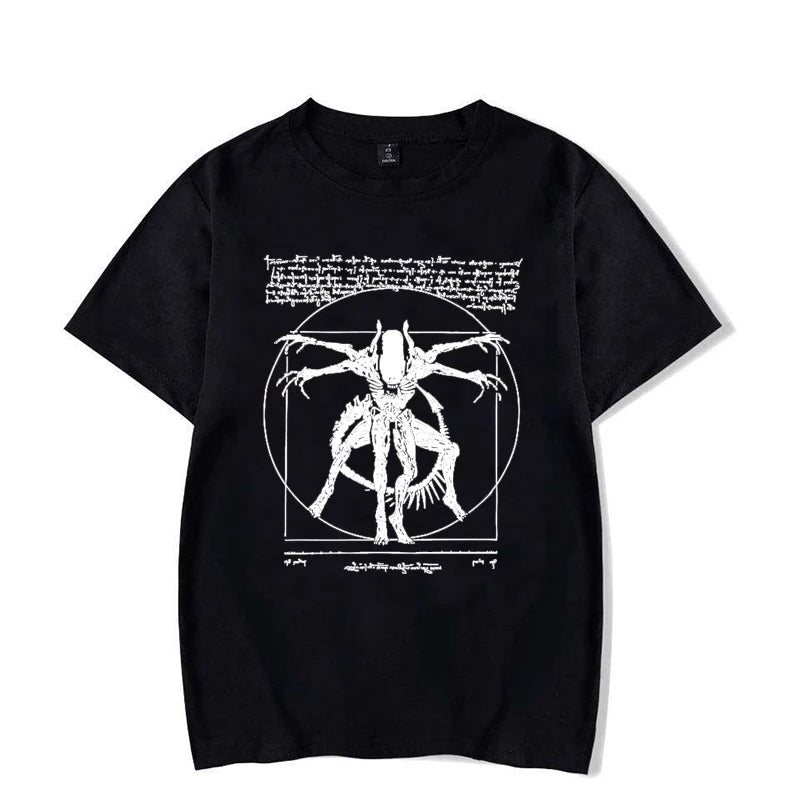 Alien Men's Gamer T-Shirt Da Vinci Print Women Tops Fashion Tshirt