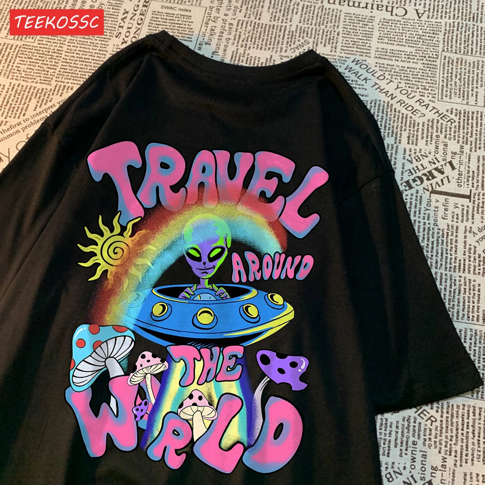 Alien Ufo Travel Around The World Shirt