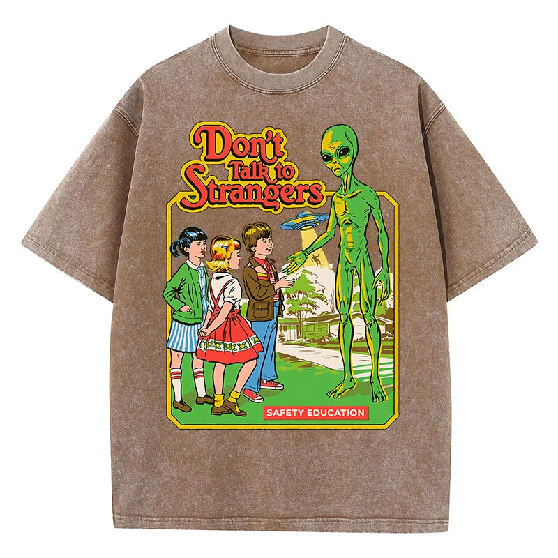 Cartoon Alien Classic Communication Print Women T-shirt