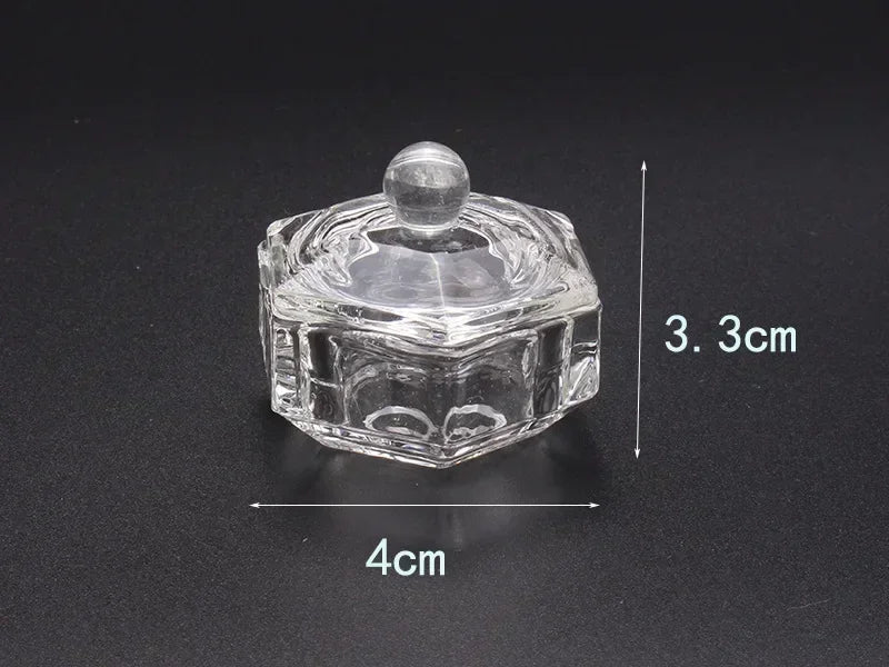 Crystal Glass Dappen Dish Cup Holder Lid Bowl