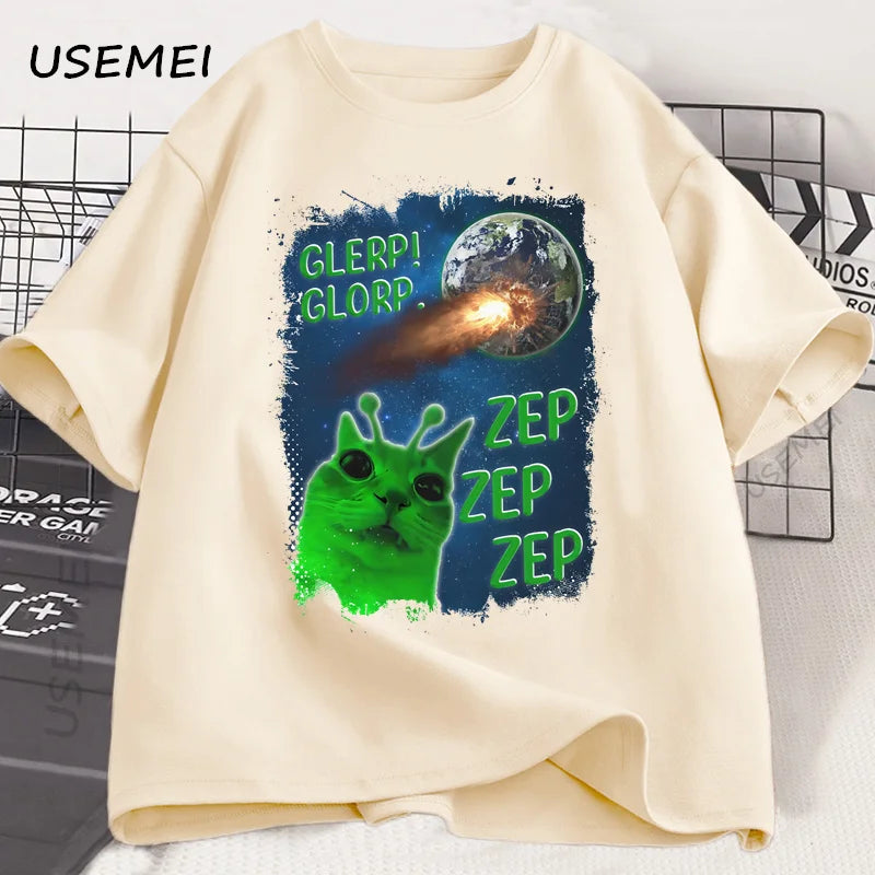 Funny Alien Cat T-Shirt Men Women