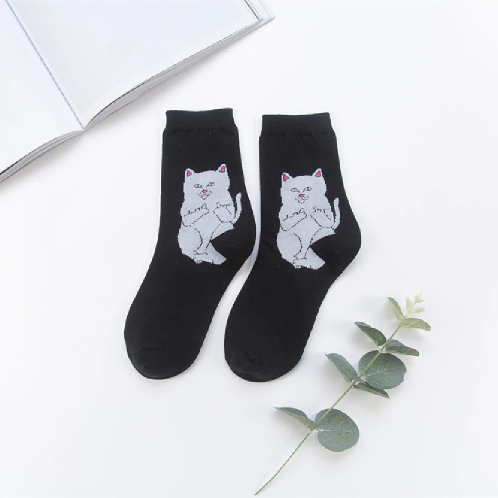 Unisex Summer Fashion Cartoon Cat Art Funny Alien Planet Socks