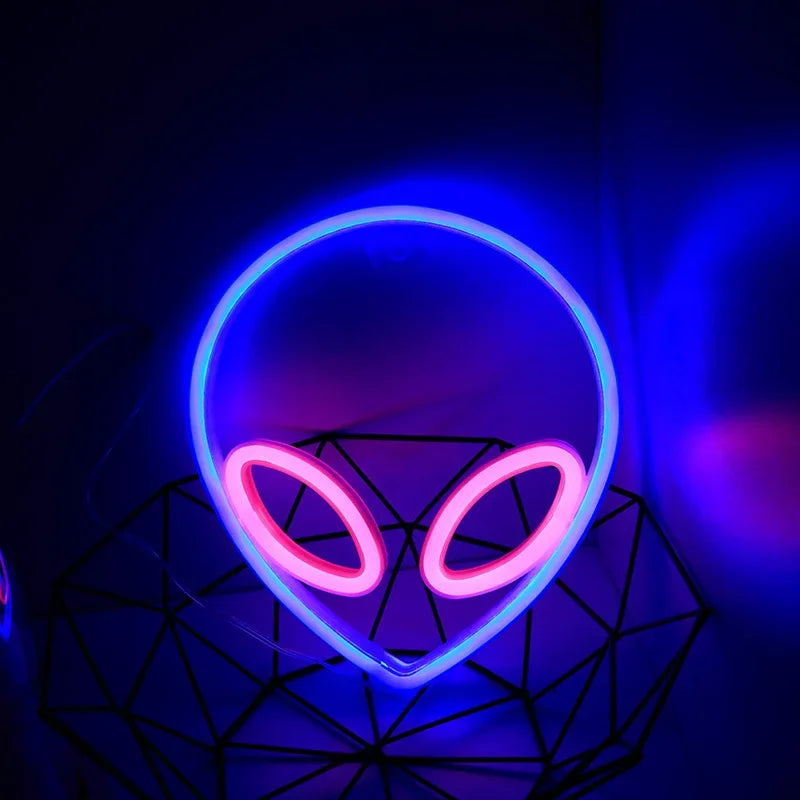 Green Alien LED Neon Night Lights Art Sign Game Room