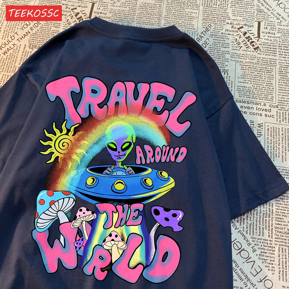 Alien Ufo Travel Around The World Shirt