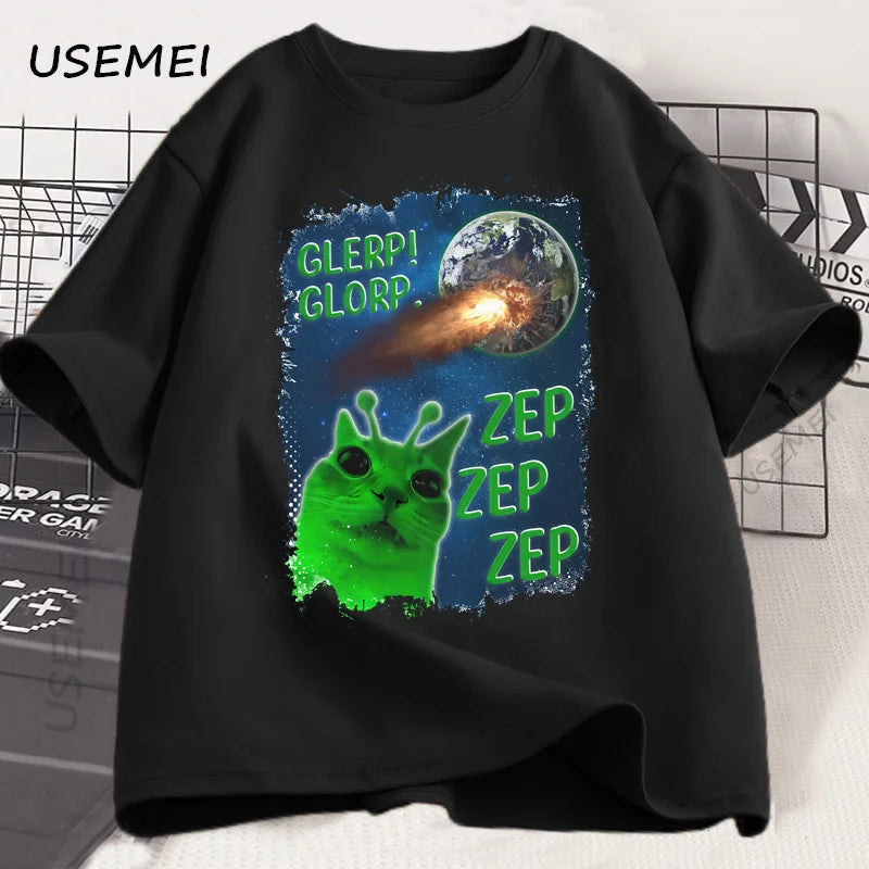 Funny Alien Cat T-Shirt Men Women