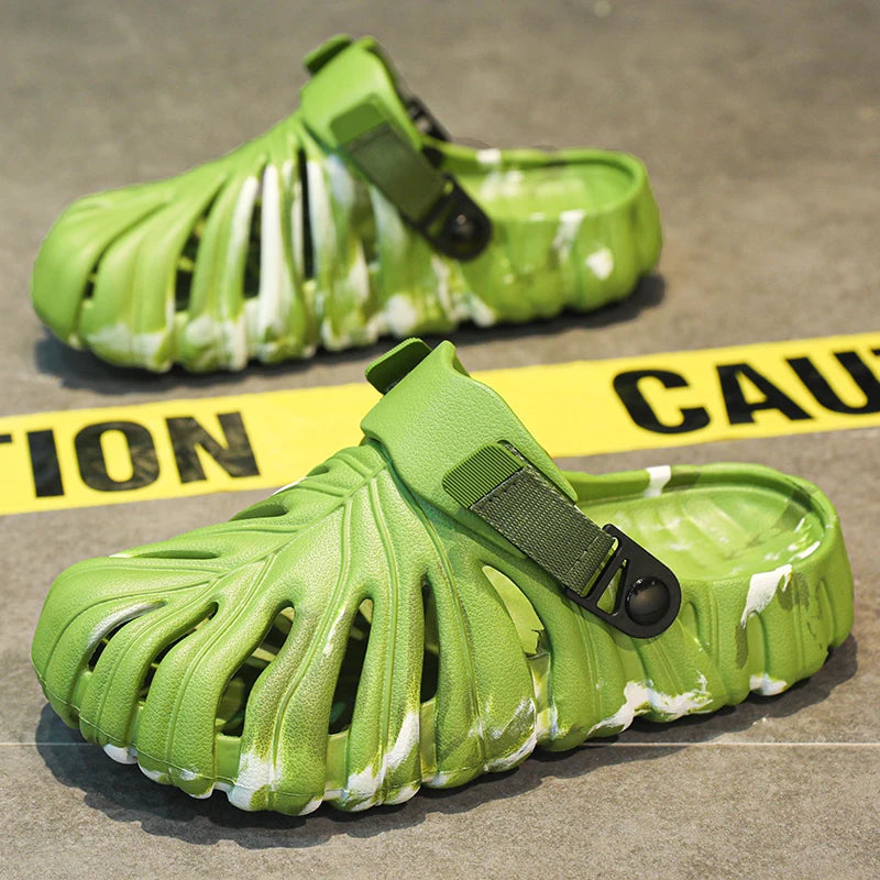Alien Slides For Men Palm Tree Leaf Slippers