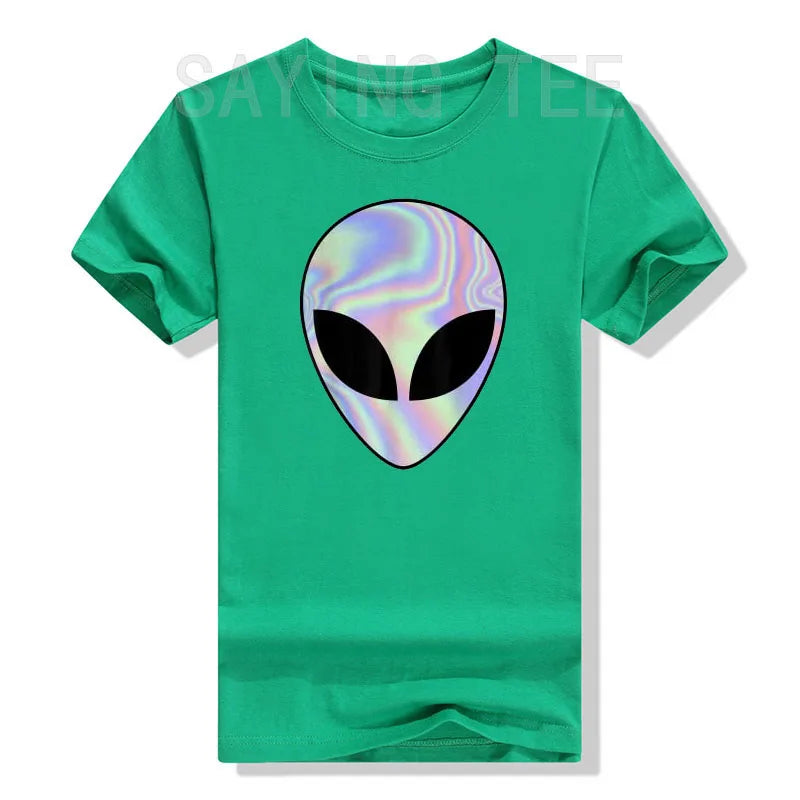 Alien Head T-Shirt Colorful Alien-Ufo Rave Tee