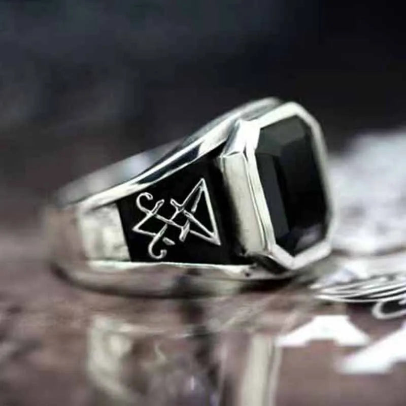 Vintage Gothic Baphomet Seal Signet Rings