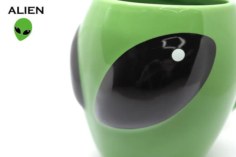 Cartoon Creative Green Alien Ceramic Cups