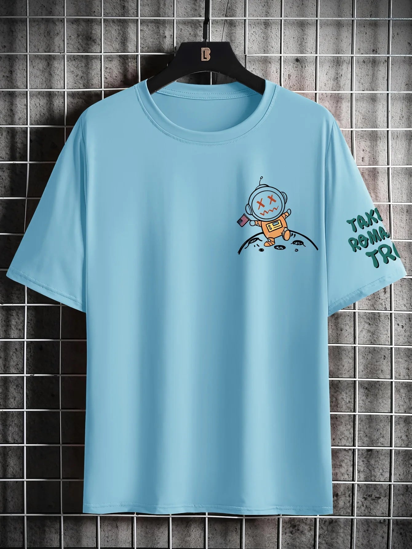 Men's astronaut cartoon printed T-shirt