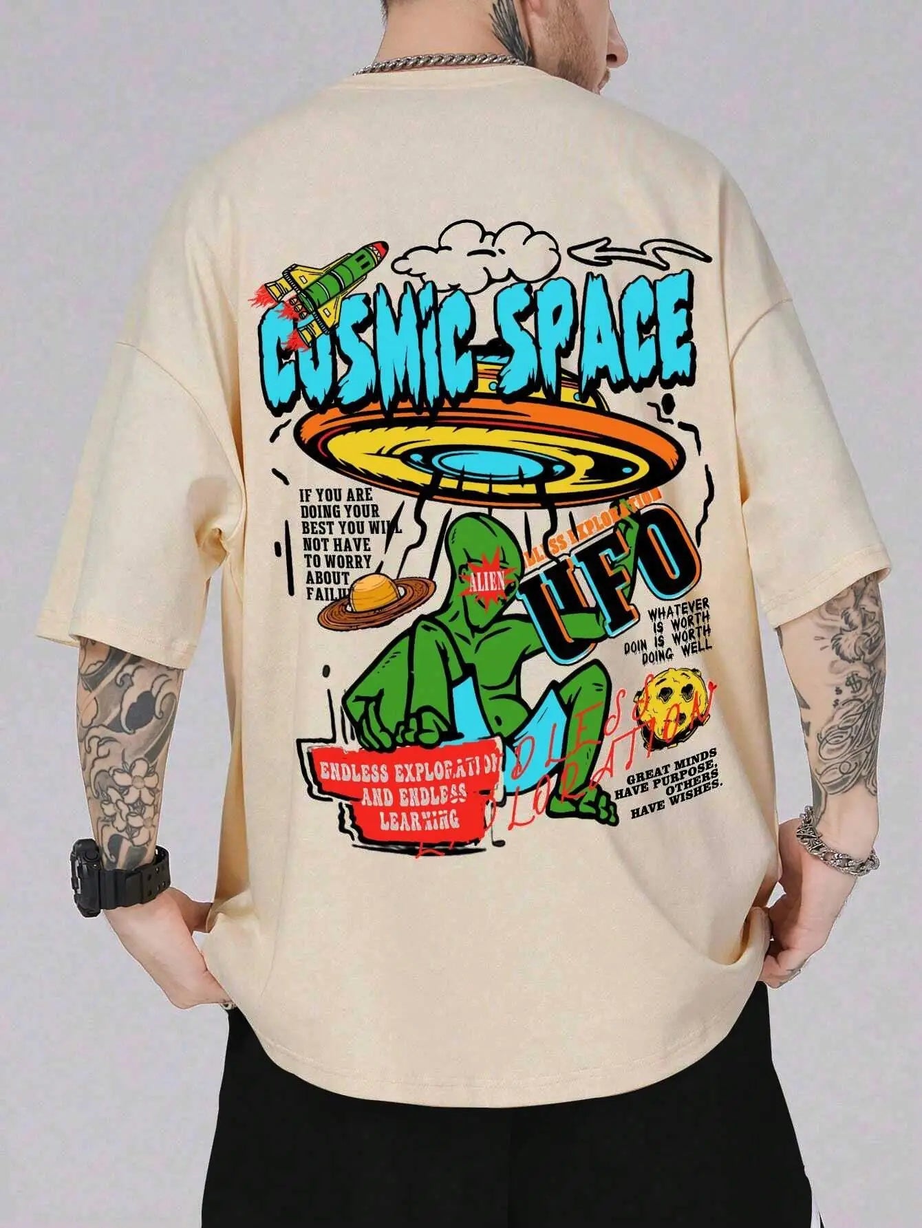 Cosmic Space Ufo Aliens Funny Graphic Printed Men