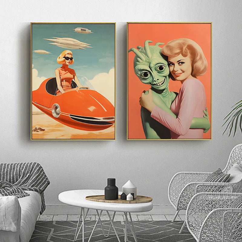 Aliens Vintage Sci Fi Poster 50s