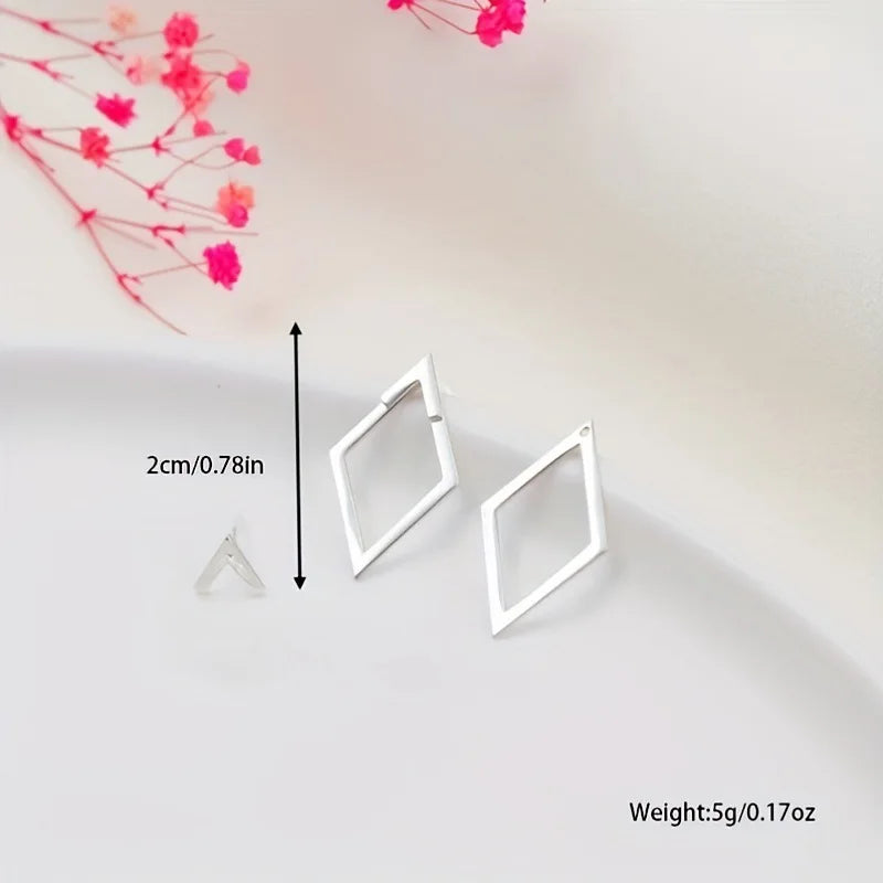 Geometric Rhombus Double Layer Combination Design Earrings For Women