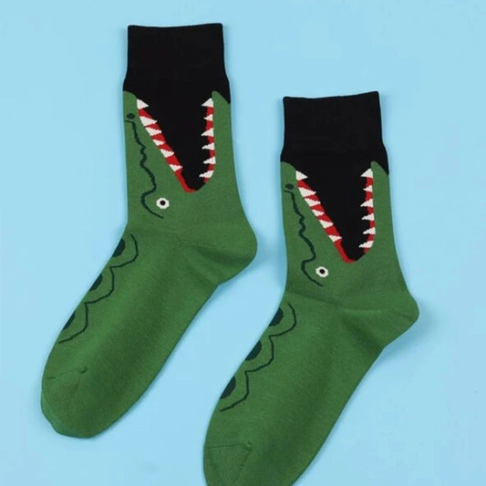 1 Pair Medium Length Socks Men Hippie Cartoon Shark Socks
