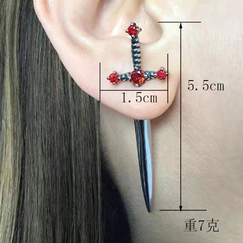 Kiss Jewelry Punk Sword Gothic Kinitial Piercing Earrings for Women Men