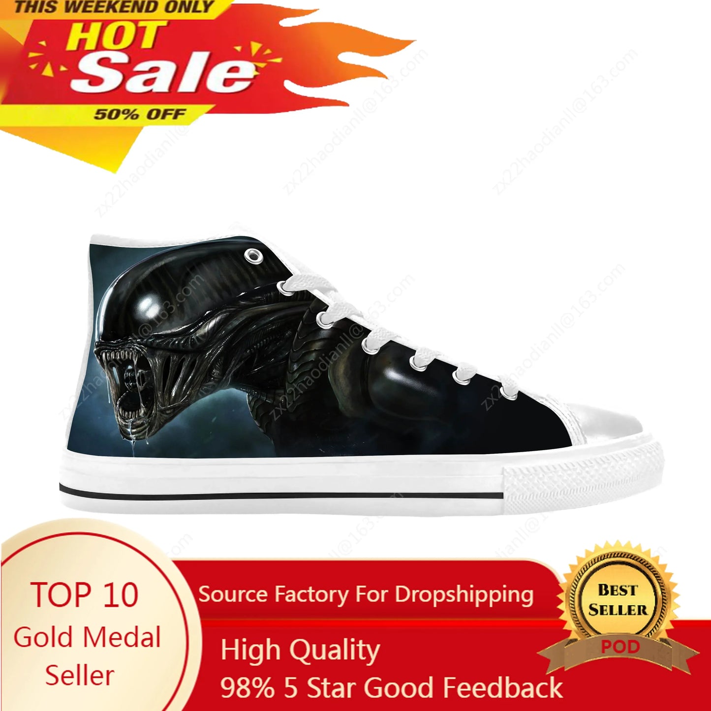 Alien Horror Scary Gothic Shoes High Tops