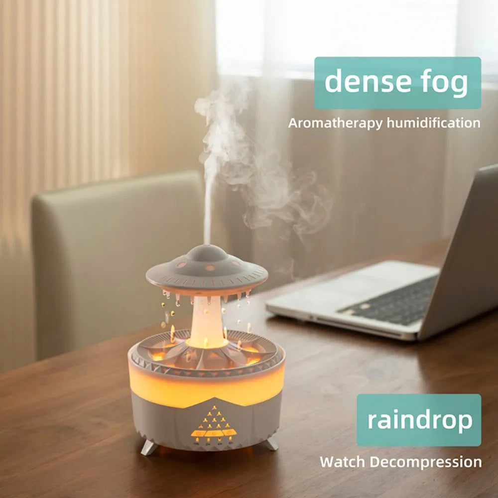 UFO Rotating Raindrop Aromatherapy Essential Oils Air Diffuser