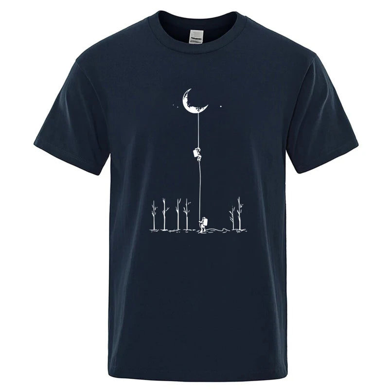 Astronaut Print Casual Loose O-neck for Men T-shirt