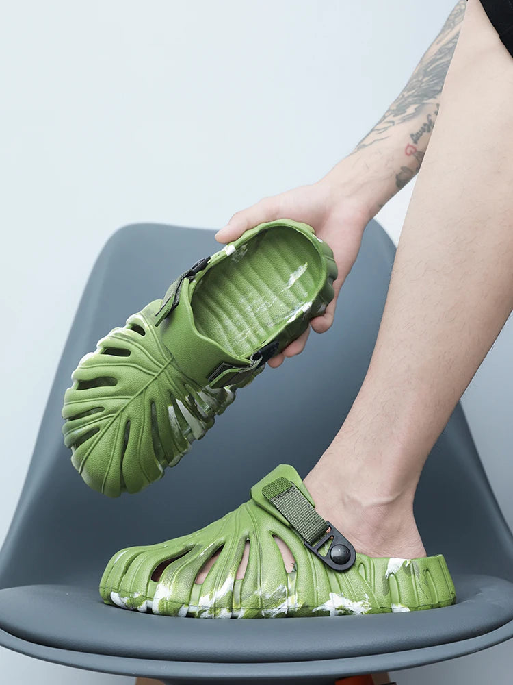 Alien Slides For Men Palm Tree Leaf Slippers