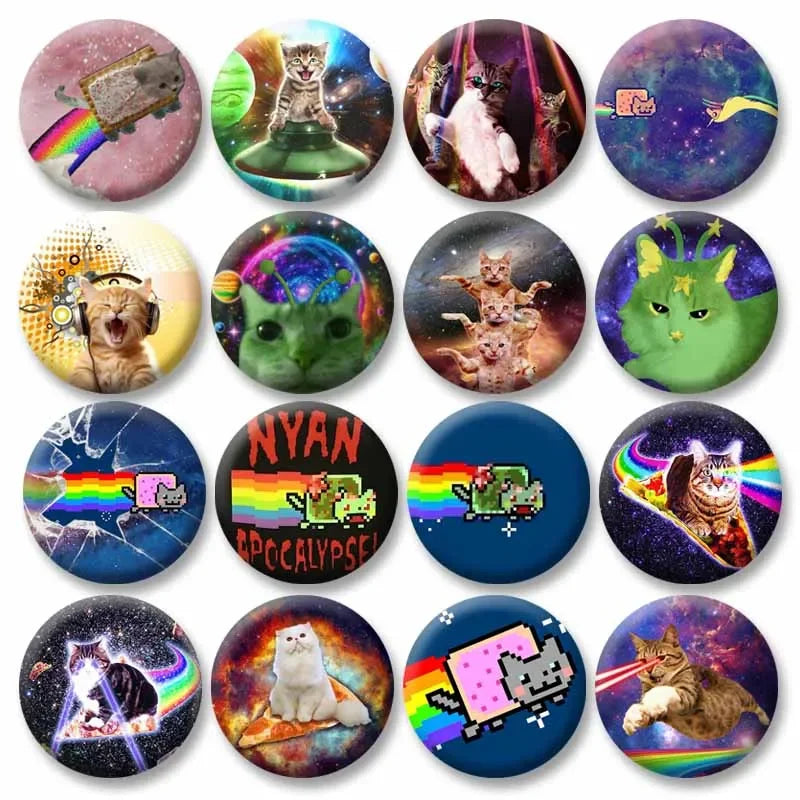 Rainbow Alien Cat Enamel Pin 32-75mm