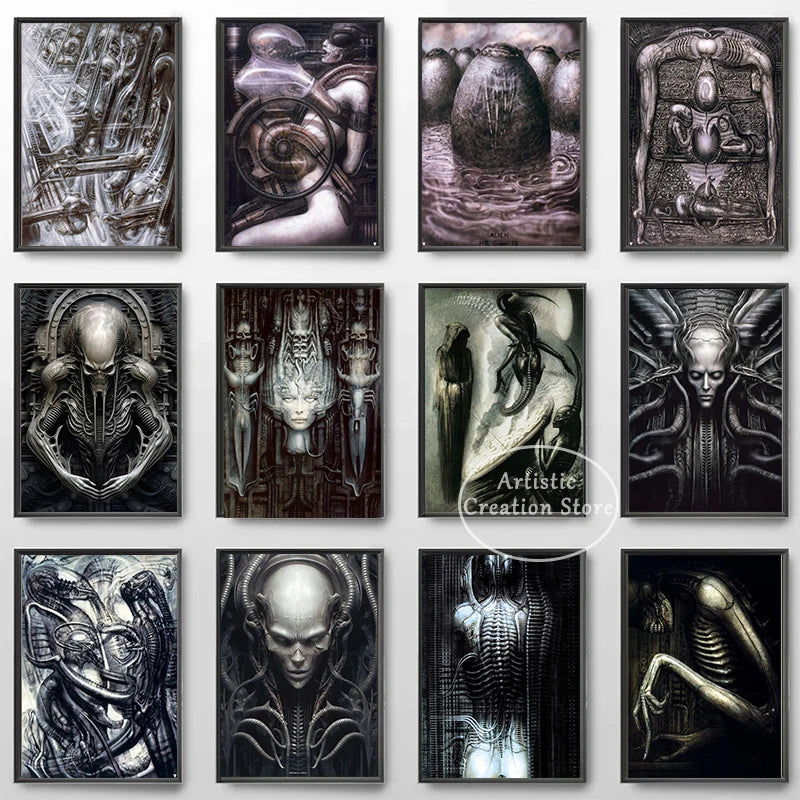 Hr Giger Li Ii Abstract Alien Retro Thriller Poster Wall