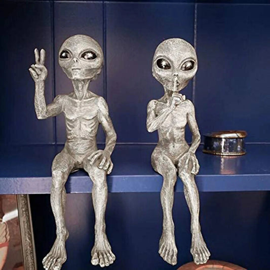 New Outer Space Alien Statue Martians Garden Figurine Set