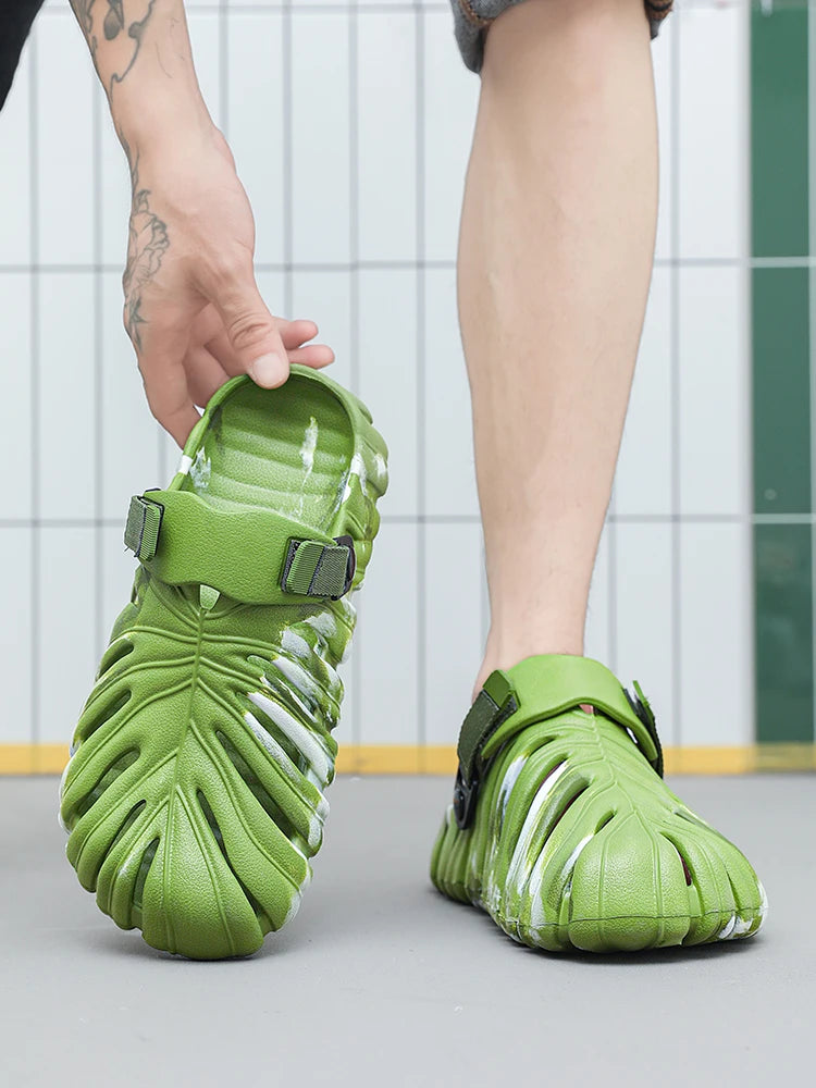 Alien Slides For Men Palm Tree Leaf Slippers