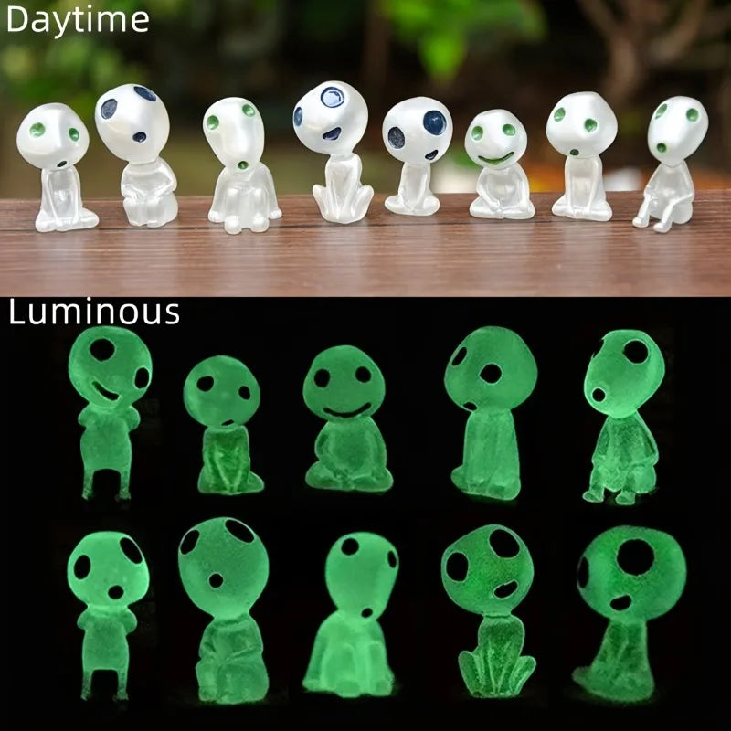 10pcs Luminous Resin Ghost Figures, Miniature Alien Decor for Aquarium