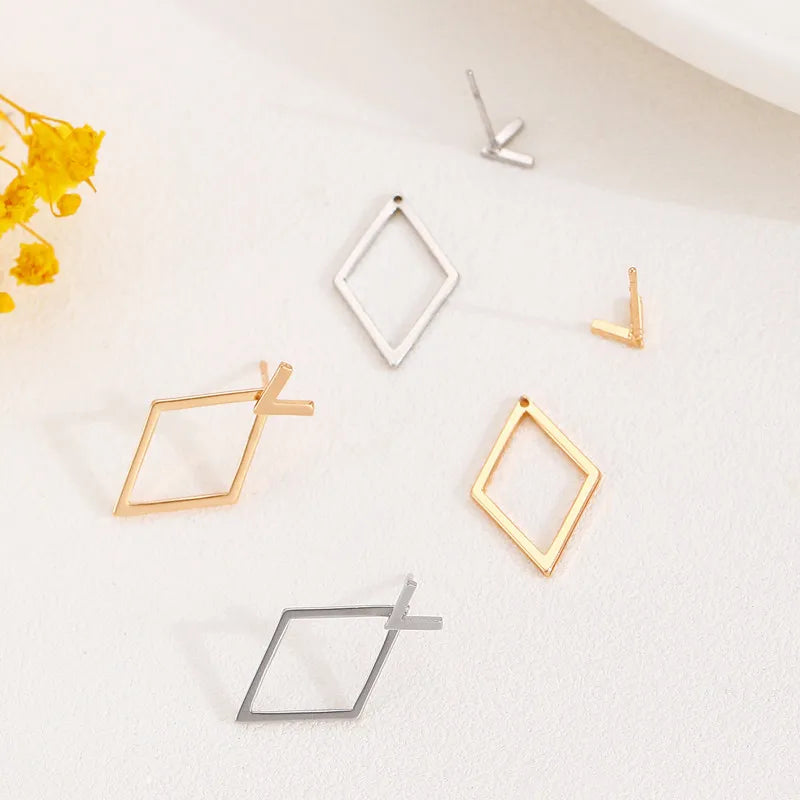 Geometric Rhombus Double Layer Combination Design Earrings For Women