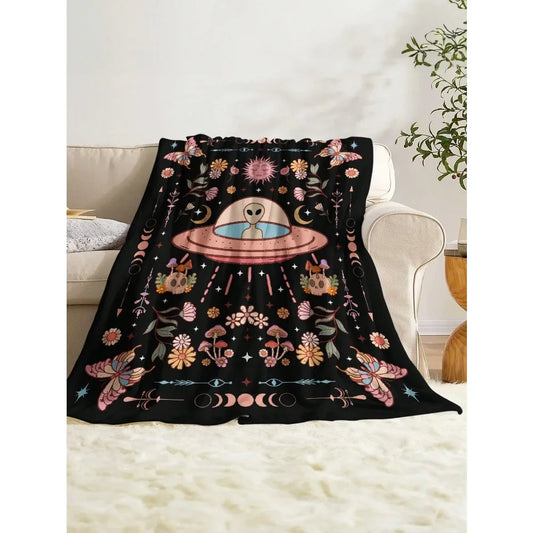 1pc Alien UFO Blanket Witchy Celestial Throw
