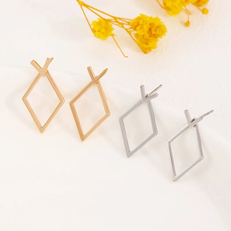 Geometric Rhombus Double Layer Combination Design Earrings For Women