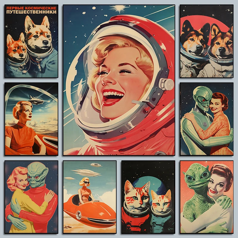 Aliens Vintage Sci Fi Poster 50s