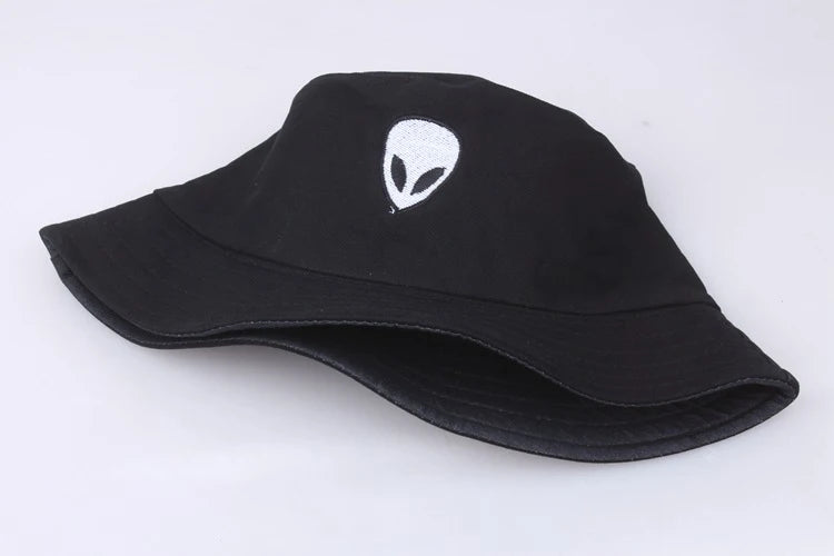 Unisex Embroidered Alien Bucket Hat Foldable