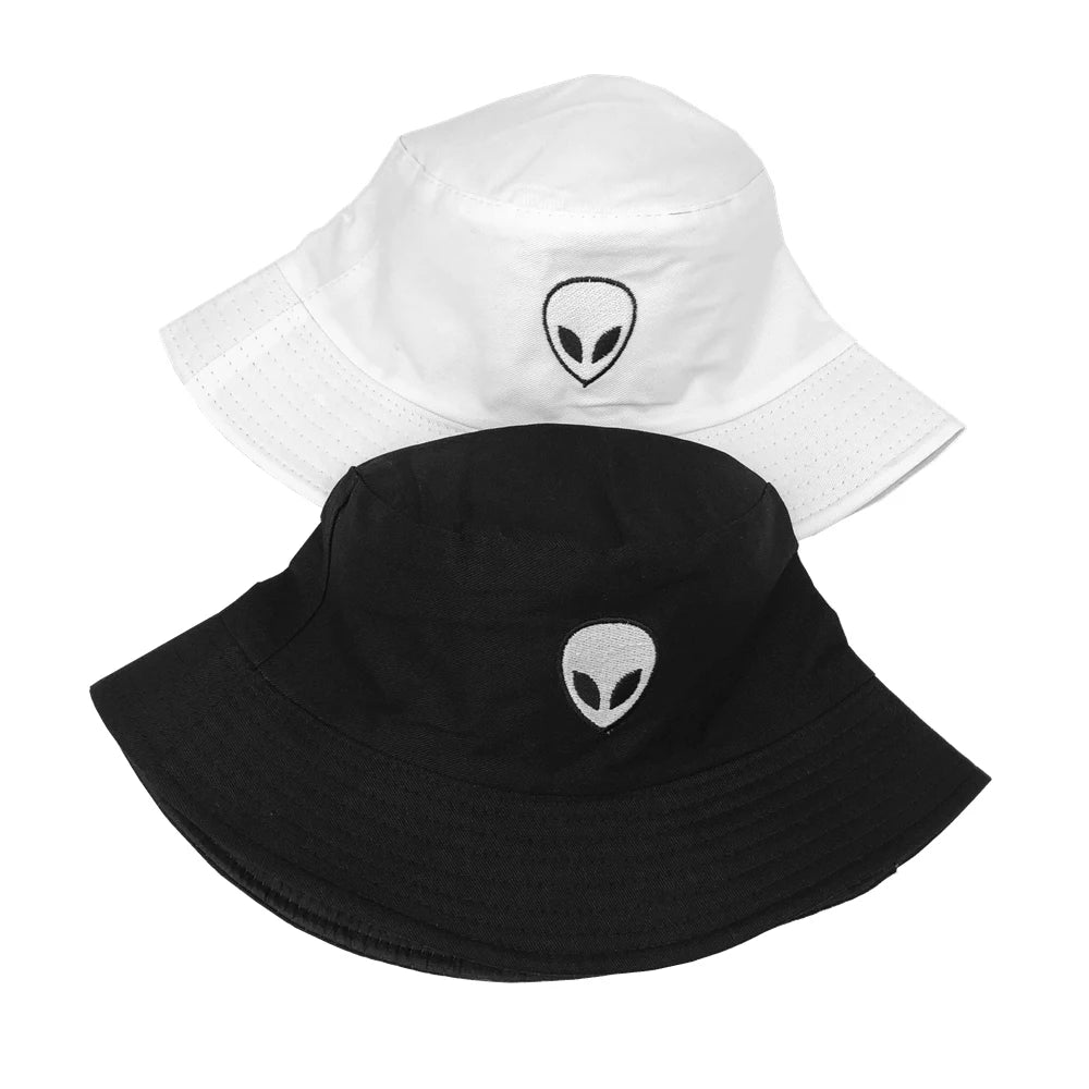 Unisex Embroidered Alien Bucket Hat Foldable