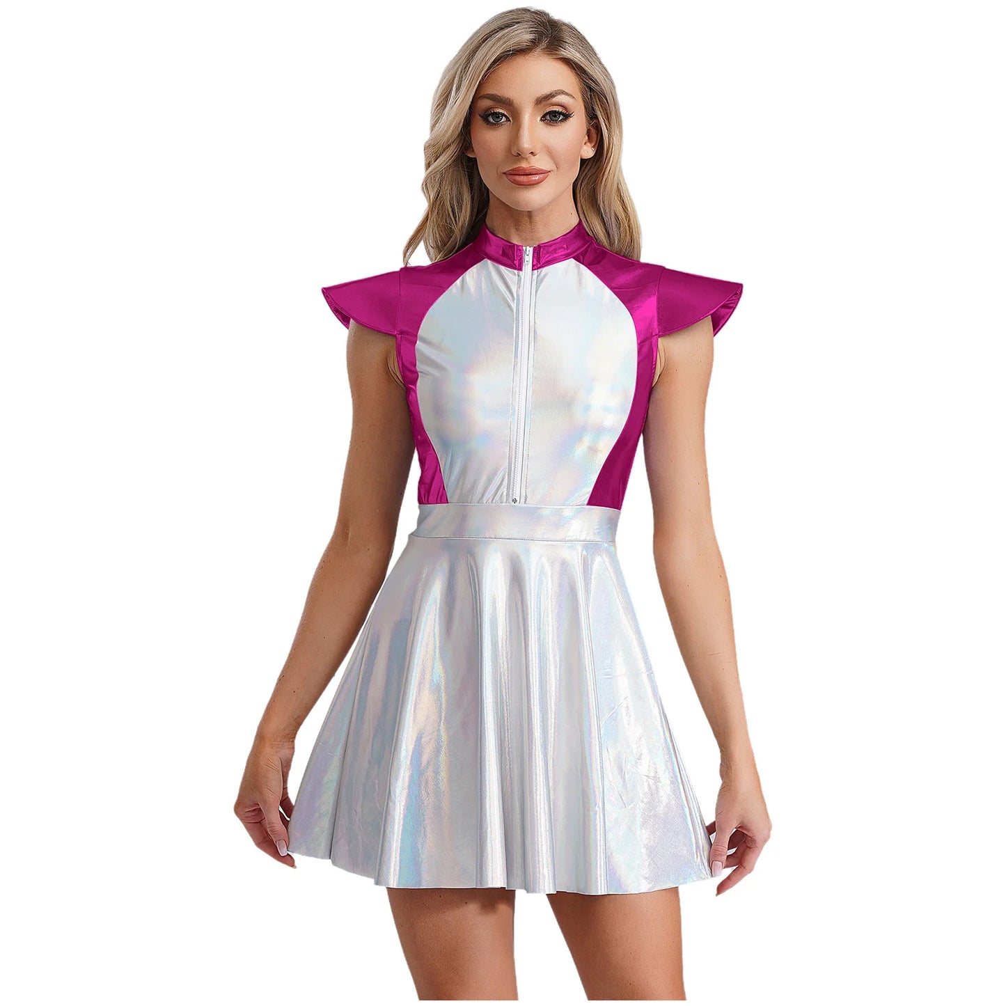 Adult Silver Astronaut Costume Women Alien Tutu Dress Suit Space