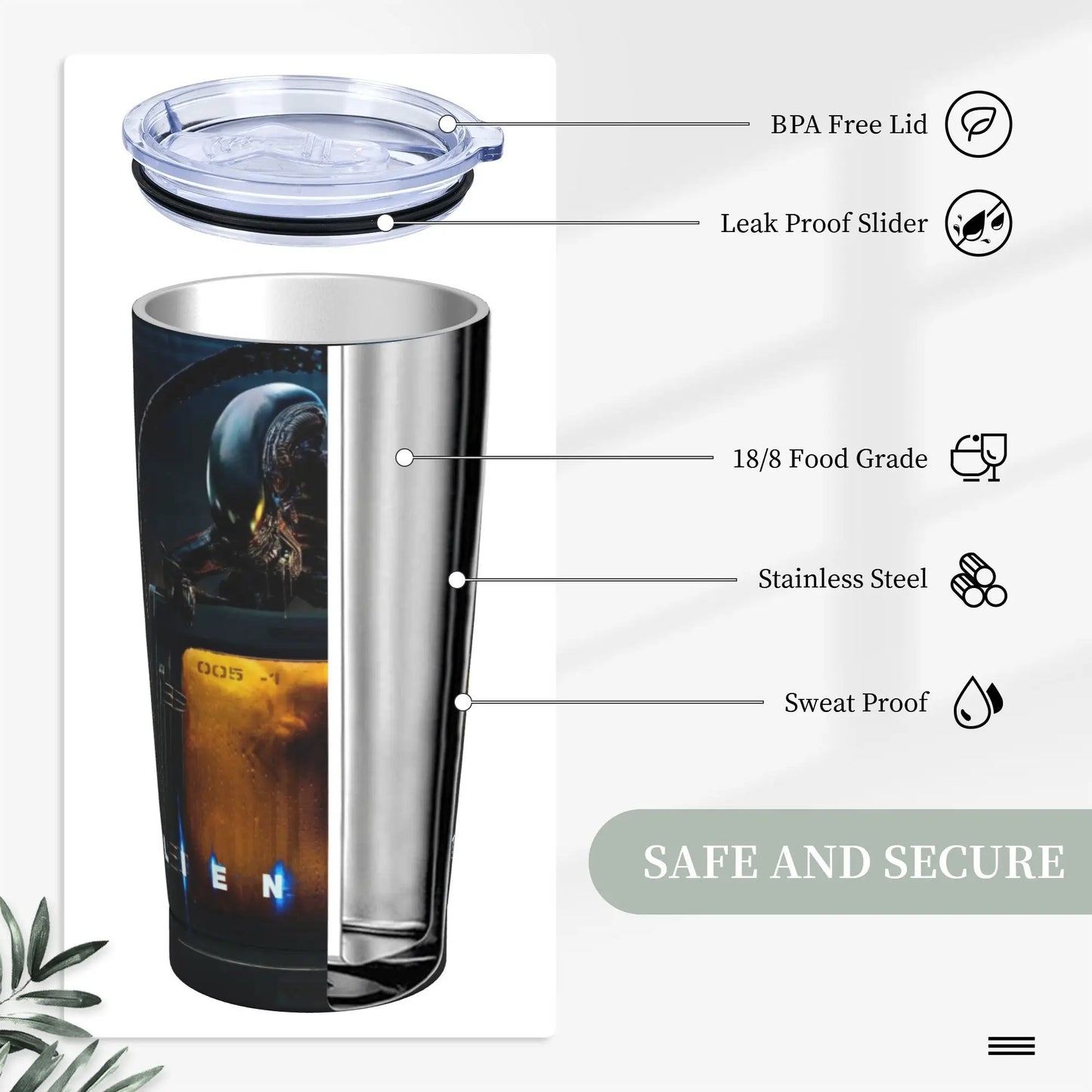Stainless Steel Tumbler Aliens Earth Coffee Mug Heat Preservation