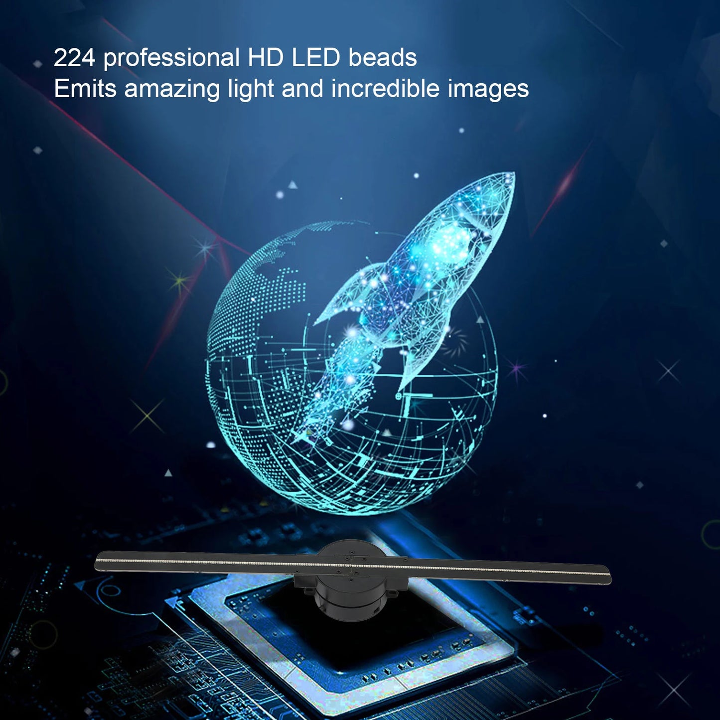3D Hologram Fan 16.5in 2000x224 WiFi 3D Projector with 224 LED Light Beads for Business