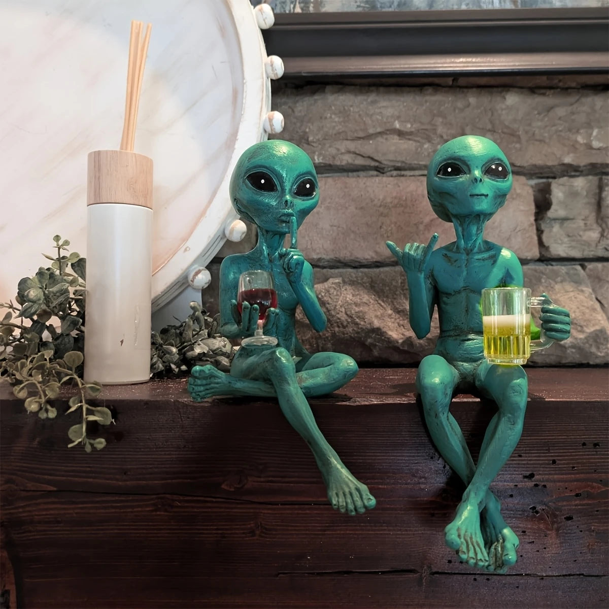 Drinking Alien Sculpture Novelty Alien Collectibles