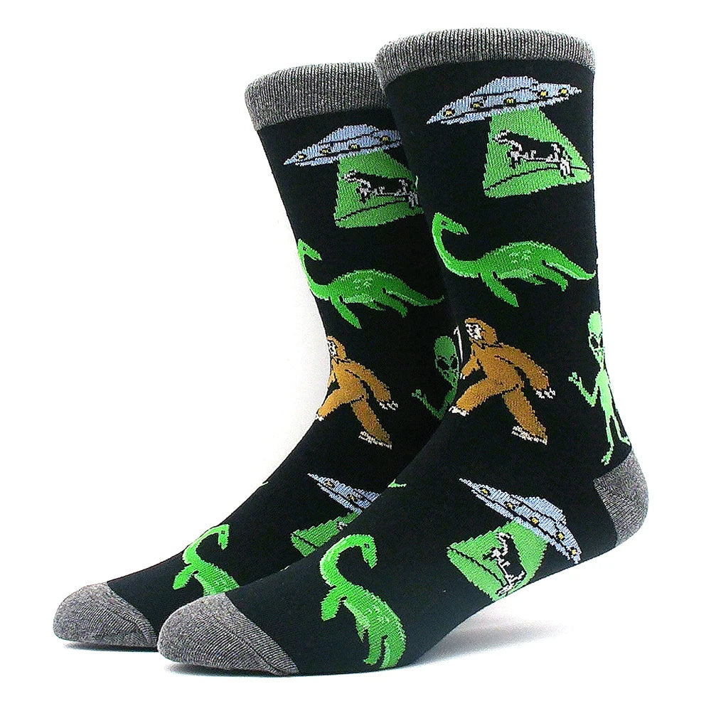 Cotton Happy Funny Socks Men Alien Planet