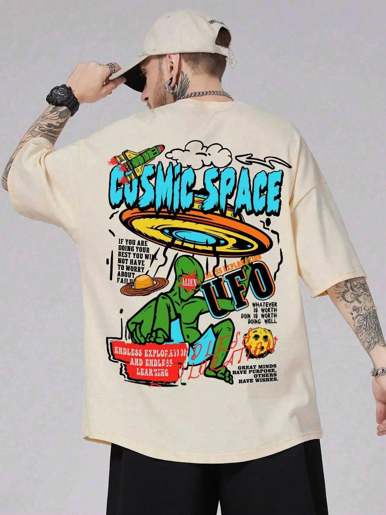 Cosmic Space Ufo Aliens Funny Graphic Printed Men