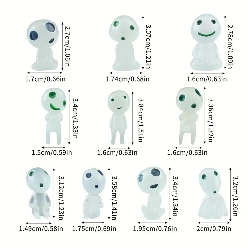 10pcs Luminous Resin Ghost Figures, Miniature Alien Decor for Aquarium