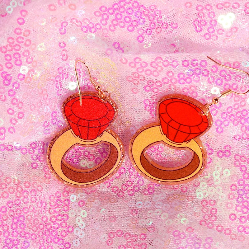 Y2k Earrings For Women Hip Hop Pink Cute Alien Set