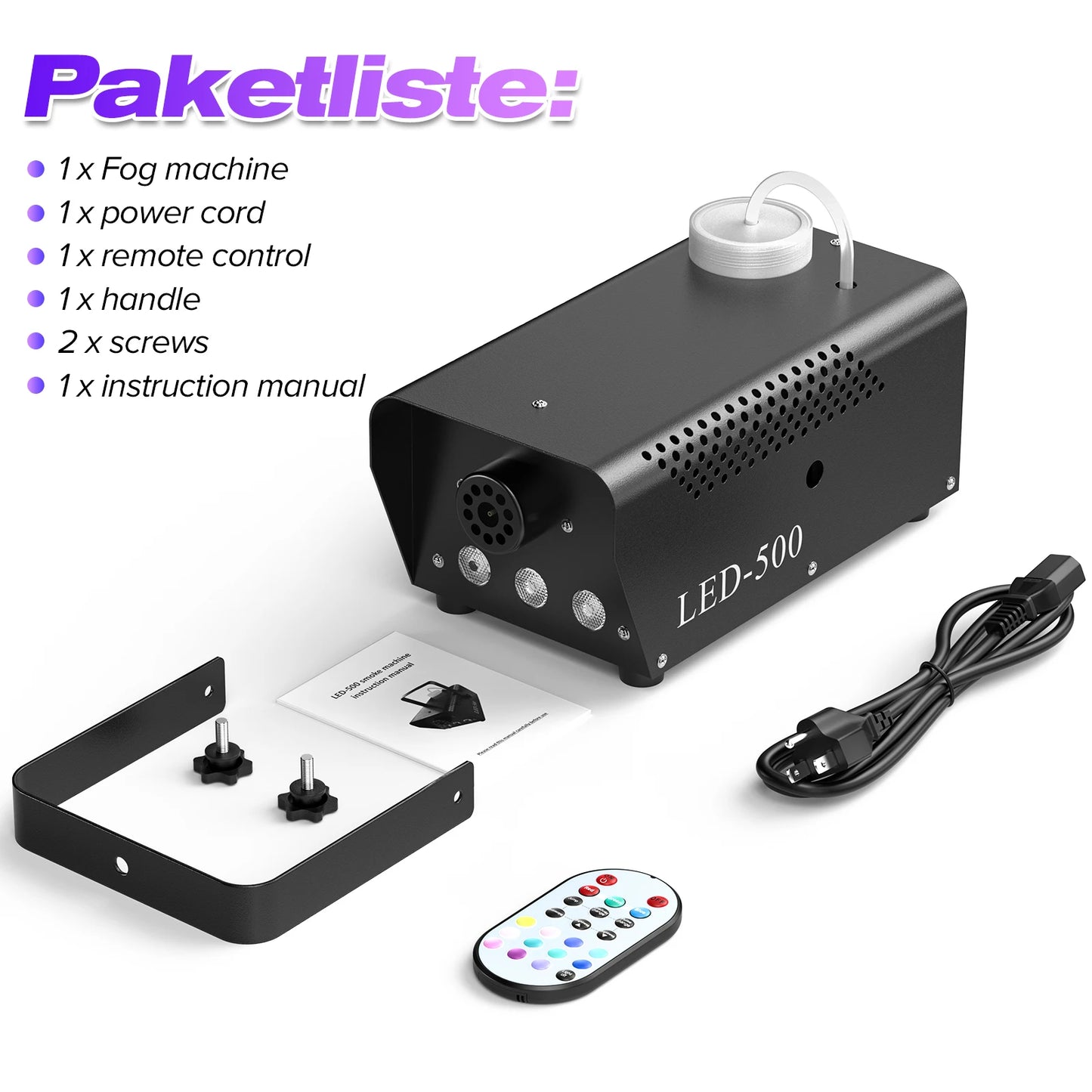 500W Smoke Machine RGB 3 LED Mixed Color