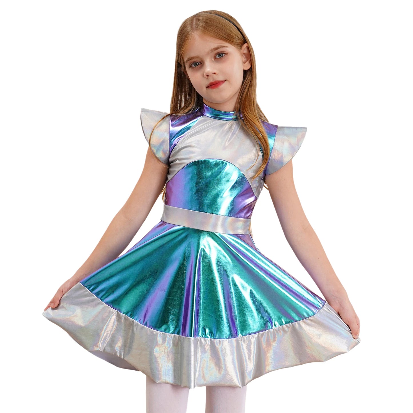 Girls Shiny Alien Outer space Halloween Cosplay