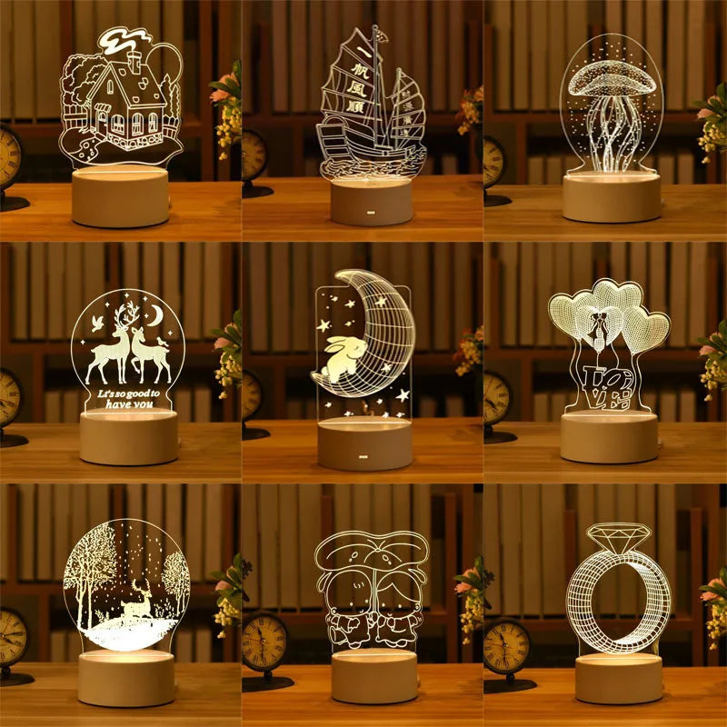 3D Lamp Acrylic USB LED Night Lights Neon Sign