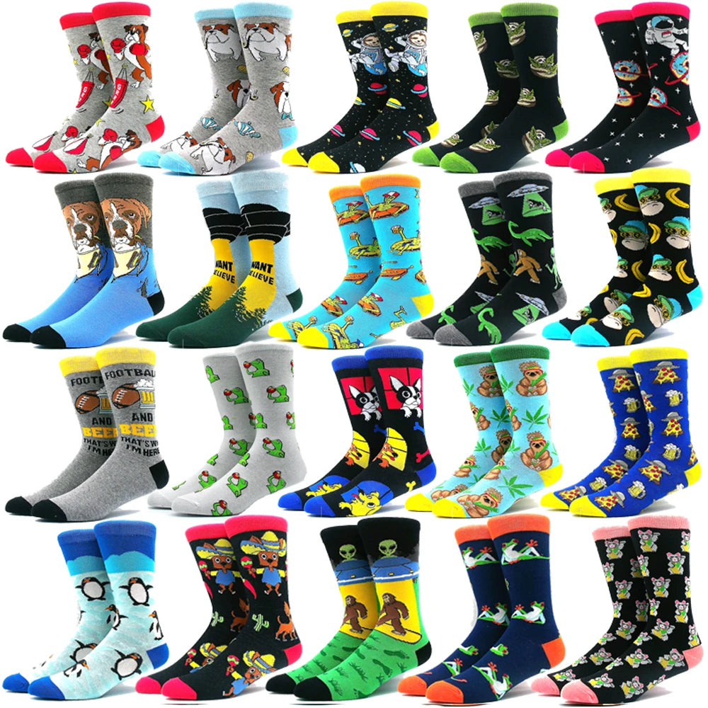 Cotton Happy Funny Socks Men Alien Planet