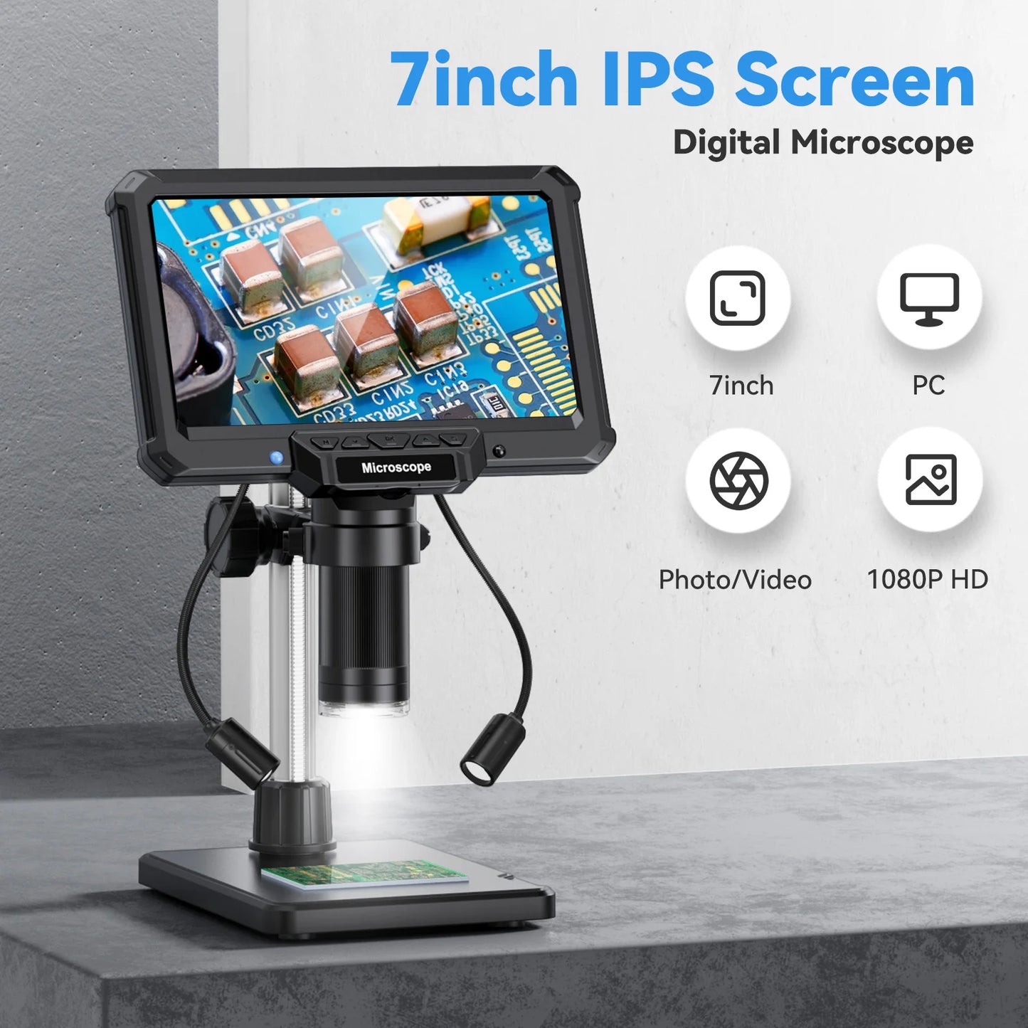 7inch Digital Microscope 1200X Magnification for Coins