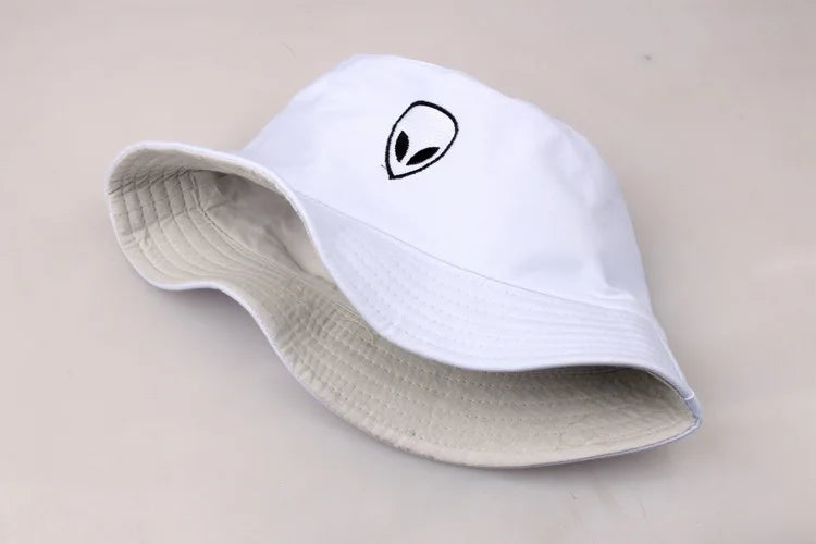 Unisex Embroidered Alien Bucket Hat Foldable
