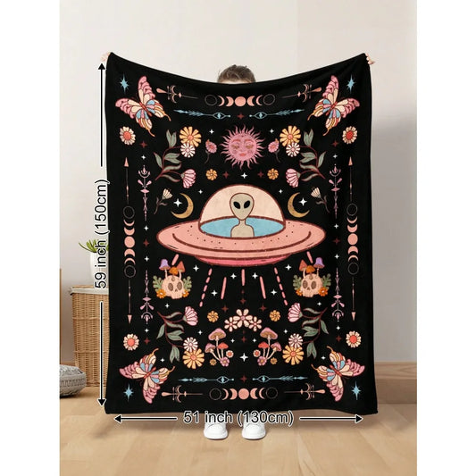1pc Alien UFO Blanket Witchy Celestial Throw